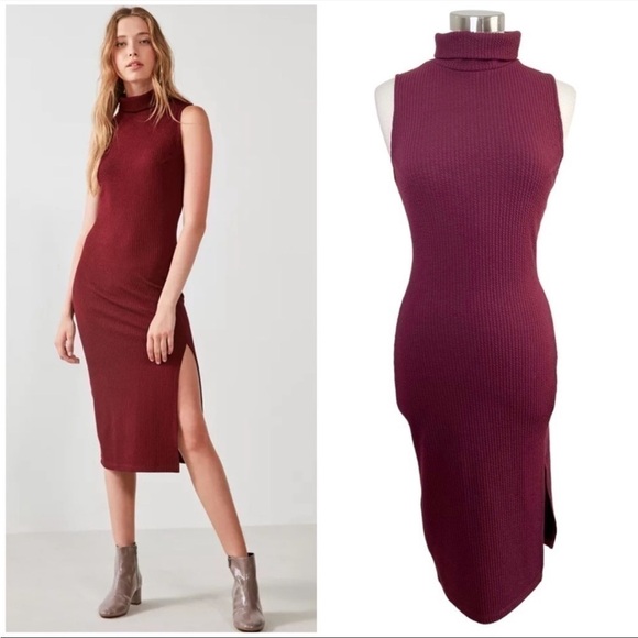 UO Silence + Noise Jodi Mock Neck Bodycon Midi Dress Size S - Picture 2 of 10